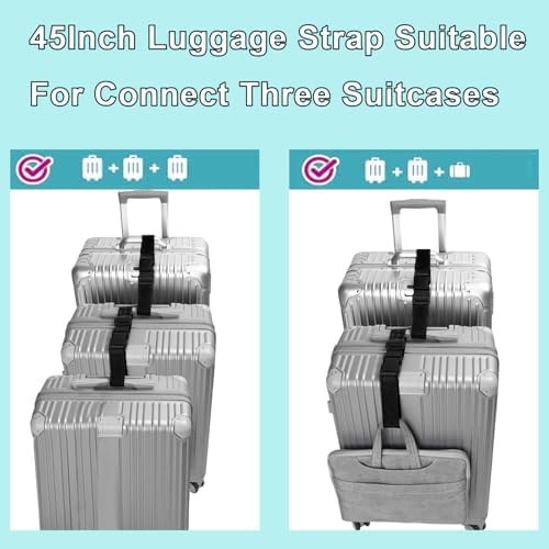 Luggage Straps for Suitcases, Travel Belt Multiple Connector, 2 Pack Pink - Image 4