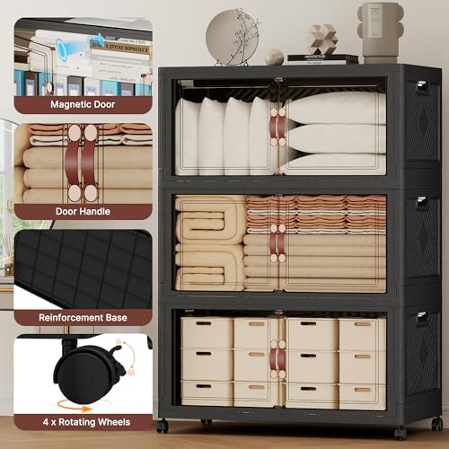 Stackable Storage Bins with Doors & Lids & Wheels - Image 3