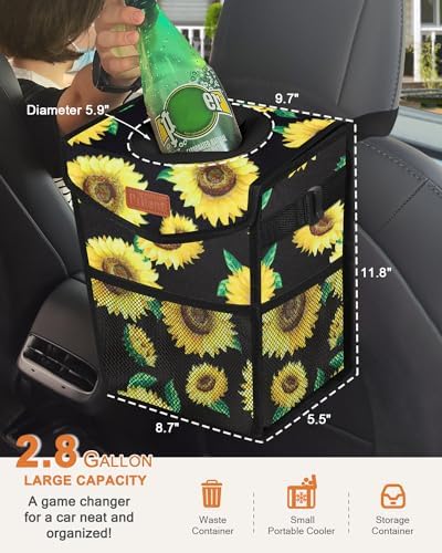 Pritent Car Trash Can with Lid Leakproof Car Garbage Bag Vehicle Trash Bin - Image 2