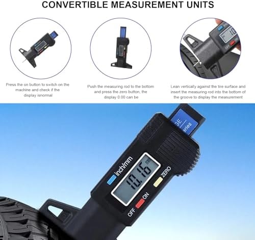 Digital Tire Tread Depth Gauge, 1 Inch/25.4 mm Metal Tread Depth Measurement - Image 6