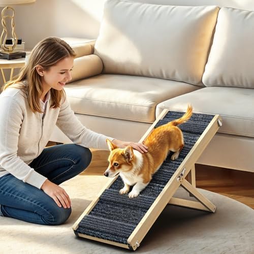 Pawaboo Dog Stair for Small Dogs, Foldable Pet Steps and Ramp 9.8"-20.5" H by Pawaboo