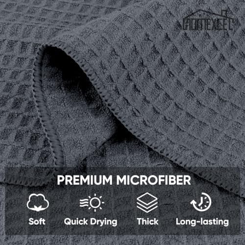 HOMEXCEL Waffle Weave Microfiber Towel, 10PK Waffle Towels Grey, 12 x 12in - Image 3