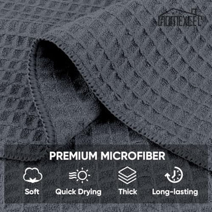 HOMEXCEL Waffle Weave Microfiber Towel, 10PK Waffle Towels Grey, 12 x 12in - Image 3