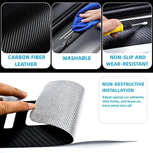 4Pcs Car Door Sill Protector for Ridgeline 2005-2023 Accessories, Carbon Fiber - Image 4