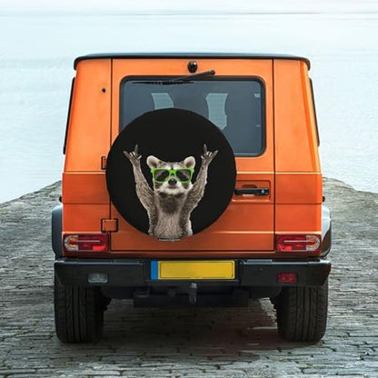 Spare Tire Cover with Funny Green Glasses Raccoon Pattern 15inch - Image 5