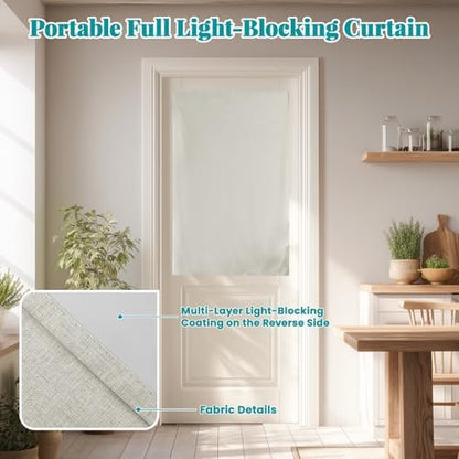 100% Blackout French Door Curtains, Room Darkening Shades Small Window Curtain - Image 6