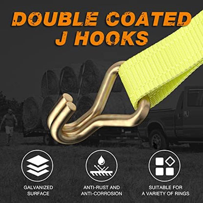 Ratchet Tie Down Straps 4-Pack Heavy Duty 2" x 27' - Image 5