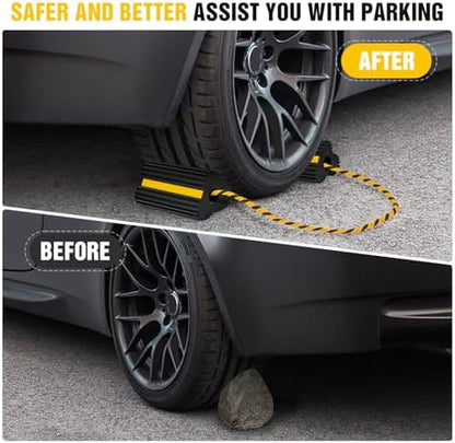 Nilight Wheel Chocks Rubber Yellow Reflective Strips 4 Pack - Image 7