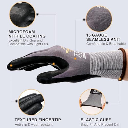 TitanFlex Work Gloves, MicroFoam Nitrile Coated, Seamless Knit Nylon - Image 7