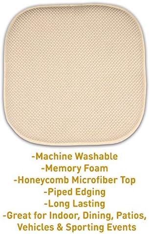 Sweet Home Collection Memory Foam Honeycomb Nonslip Back 16" x 16" Chair/Seat - Image 3