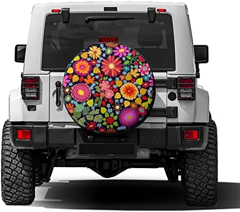 Delerain Spare Tire Cover Colorful Autumn Flowers Wheel Covers Waterproof - Image 2