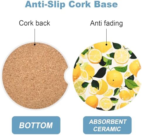 2 Pack Car Cup Holder Coaster, 2.63 inch Anti Slip Insert Absorbent Ceramic Car - Image 3