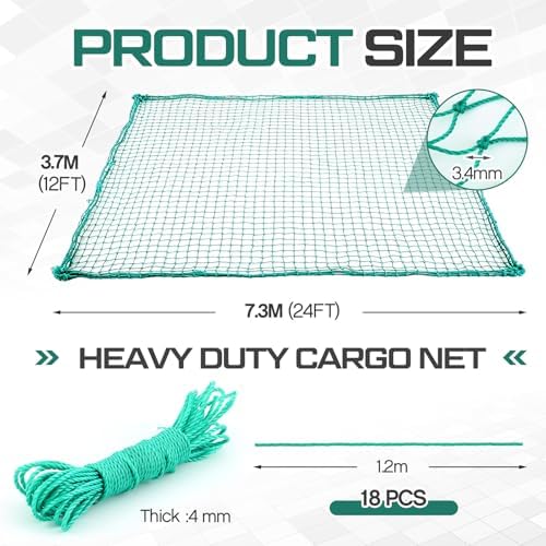 SATINIOR 24 x 12 ft Heavy Duty Cargo Net Truck Bed Network Cover - Image 2