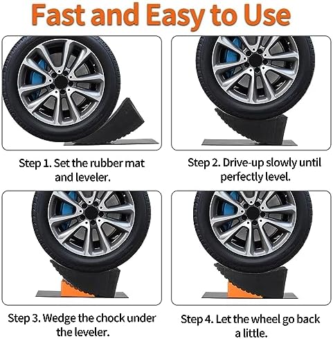 OULEME 6" Raised Tire Ramp Aid, Curved Tandem Wheel Leveler & Chock 1PK - Image 6