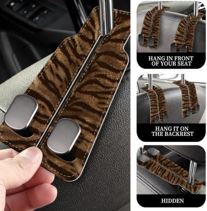 PU Leather Car Seat Hook, Storage Headrest Hanger, Cute Car Backseat Organizer - Image 2