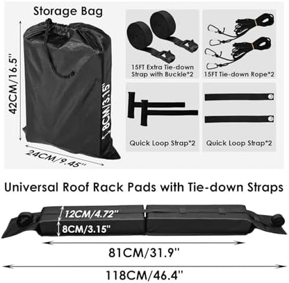 Soft Roof Rack Pads for Kayak Surfboard SUP Canoe, Universal Car Roof Rack - Image 2