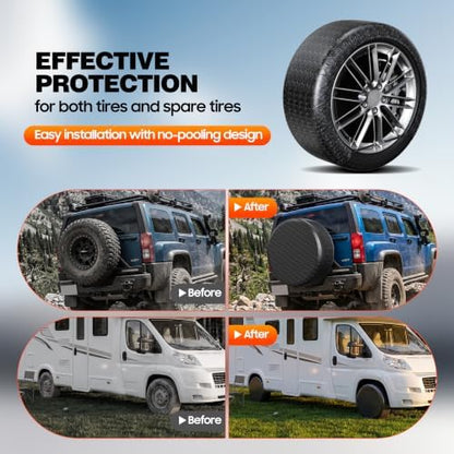 Moonet Tire Covers for RV Wheel, Oxford Waterproof UV Sun Protectors for - Image 6