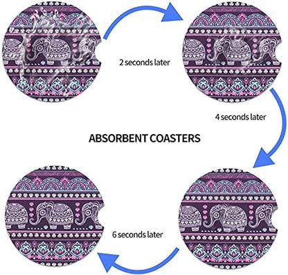 Small 2.56" Absorbent Car Coasters 2 Pack, Auto Cup Holder Accessories - Image 5