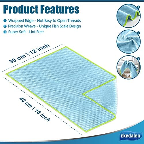 Ekedalen Microfiber Cleaning Cloth Lint Free Glass Polish, Light Blue - Image 2