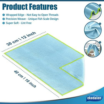 Ekedalen Microfiber Cleaning Cloth Lint Free Glass Polish, Light Blue - Image 2