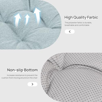 Love's cabin Memory Foam Chair Cushions Set of 4, 19 Inch, Light Blue - Image 4