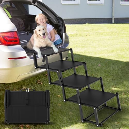 Extra Wide 20" Dog Stairs for Large Dogs, Dog Steps for Car 4 Steps by PetRuna