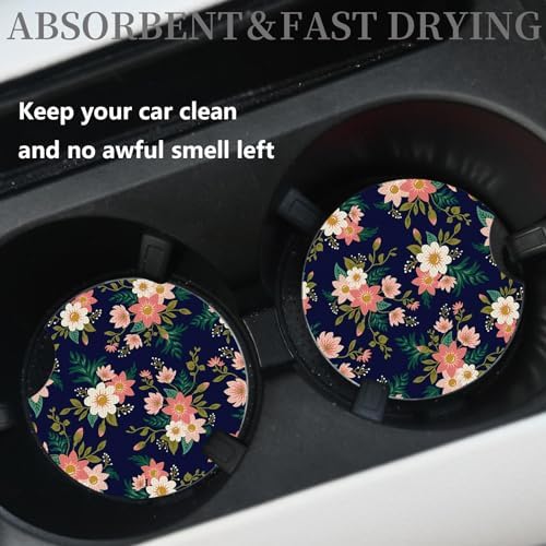2pcs Flowers Pattern Car Cup Holder Coasters - Image 2