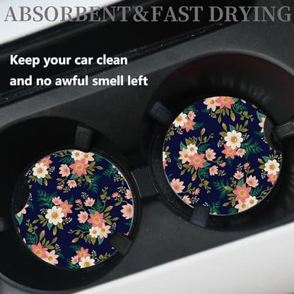 2pcs Flowers Pattern Car Cup Holder Coasters - Image 2