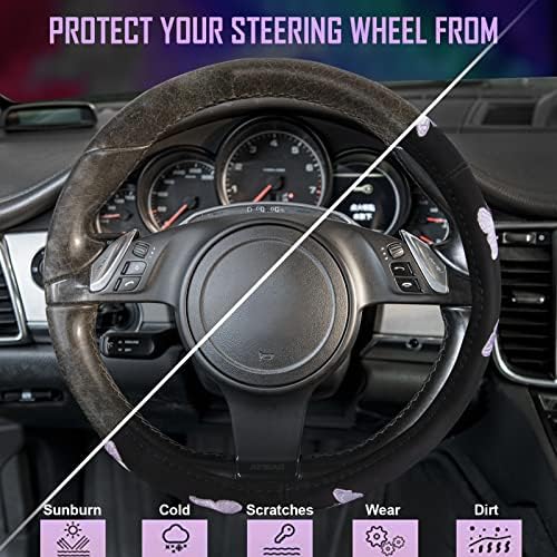 Car Pass Purple Embroidery Butterfly Steering Wheel Cover, Universal 15 Inch - Image 2