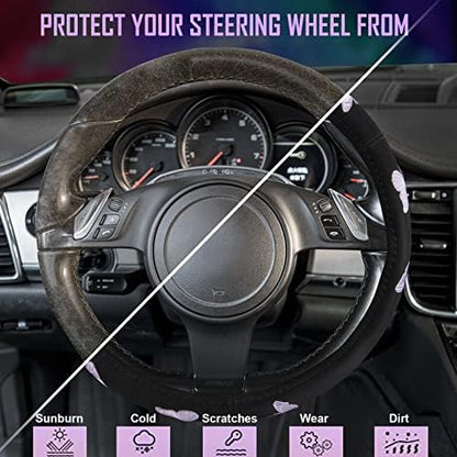 Car Pass Purple Embroidery Butterfly Steering Wheel Cover, Universal 15 Inch - Image 2