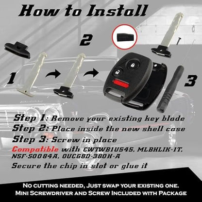 10X Honda Key Fob Cover / Key Fob Case – Replacement Key Shell – No Cutting - Image 5