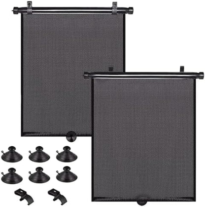 Car Side Window Shades, 2 Pack Retractable Roller Sun Shades, 18 x 20 in by PLTCAT