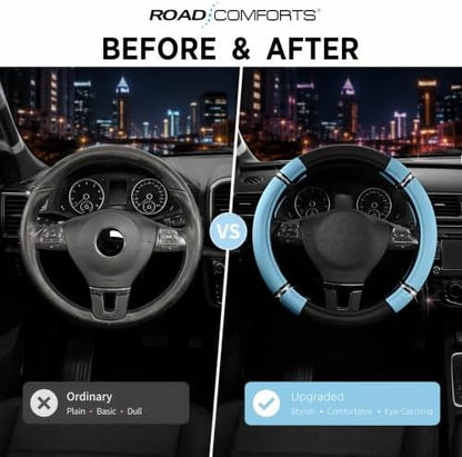 Road Comfort Leather Steering Wheel Cover – Premium Anti-Slip Car Steering - Image 3