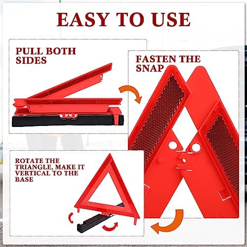 Kanayu 24 Pcs Warning Triangles Dot Reflective Foldable Emergency Safety - Image 4