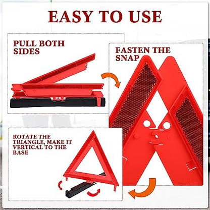 Kanayu 24 Pcs Warning Triangles Dot Reflective Foldable Emergency Safety - Image 4