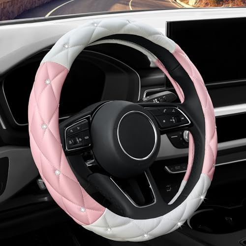 YOGURTCK Cute Diamond Soft Leather Steering Wheel Cover by YOGURTCK