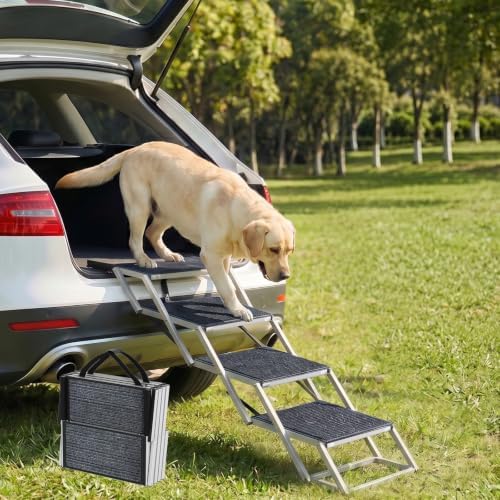 Dog Ramp for Car, Foldable Dog Stairs for Large Dogs Steps for SUV by PETIMBER