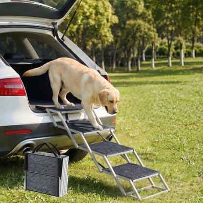 Dog Ramp for Car, Foldable Dog Stairs for Large Dogs Steps for SUV by PETIMBER