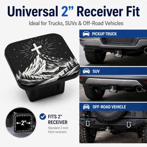 Hitch Cover Receiver Tube Hitch Plug Christian Cross, Tool-Free Install Tow - Image 4