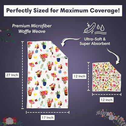 Microfiber Hand Towel & Washcloth Set, Double-Sided Waffle Weave Set of Two - Image 2