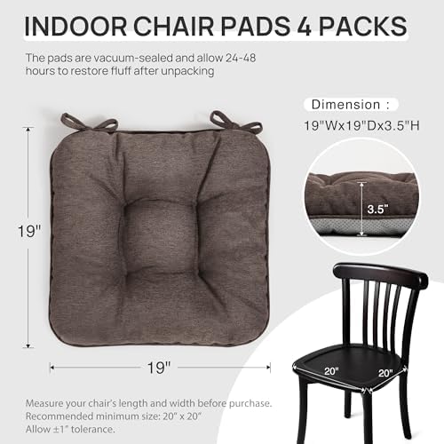 Love's cabin Memory Foam Chair Cushions Set of 4, 19 Inch - Image 2