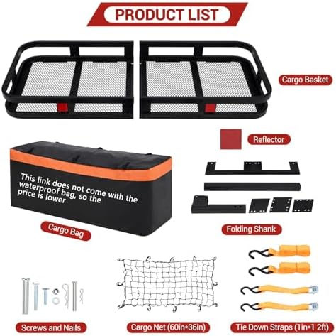 Heavy-Duty Folding Hitch Cargo Carrier 60x24x6'', 500 lbs Capacity – - Image 4