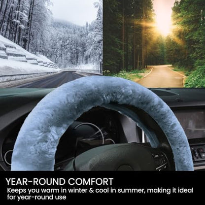 Andalus Brands Luxury Fluffy Car Steering Wheel Covers – Genuine Merino - Image 4