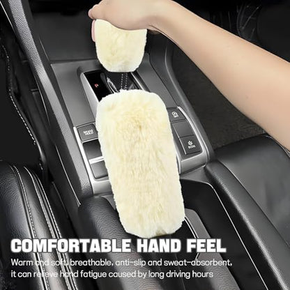 Hovom 2PCS Fluffy Car Gear Shift Knob Cover & Handbrake Cover - Image 4