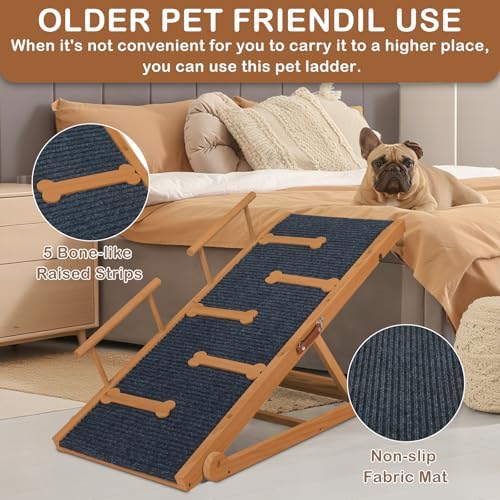 Dog Ramp for Bed, Non-Slip Pet Ramp Adjustable Heights - Image 6