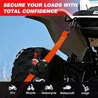 Retractable Ratchet Straps 1" x 13 Ft, 800 Lbs, 4 Pack - Image 5