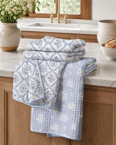 Miss Adola 2pcs Double-Sided Microfiber Kitchen Towels, Toile Elegance by MissAdola
