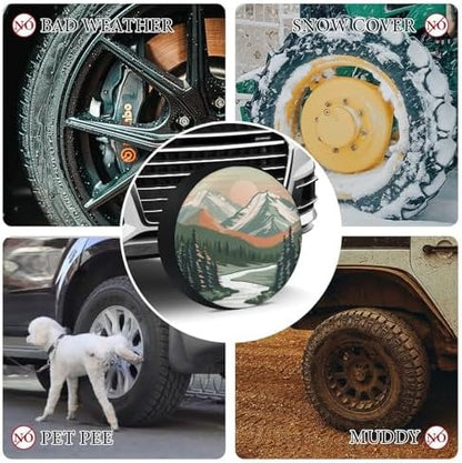 Camper Spare Tire Cover 13 Inch Mountain Adventure Weatherproof Wheel - Image 7
