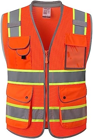 JKSafety Hi Vis Safety Vest for Men Women Cushioned Collar JK101 Orange 2XL by JKSafety