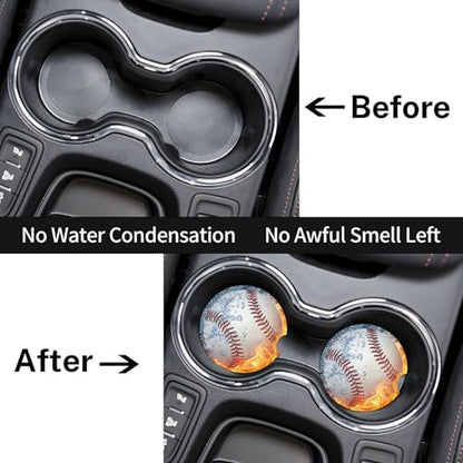Baseball Water Fire Car Cup Holder Coasters 2 Pack 2.63" - Image 2